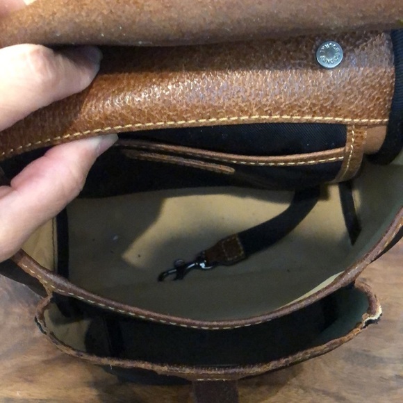 Dooney & Bourke Saddle Crossbody Black Canvas, Brown Distressed Leather - Picture 7 of 16